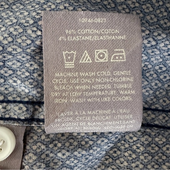 TED BAKER Blue Geometric Print Button Down Shirt Stretch Cotton m - Picture 8 of 14